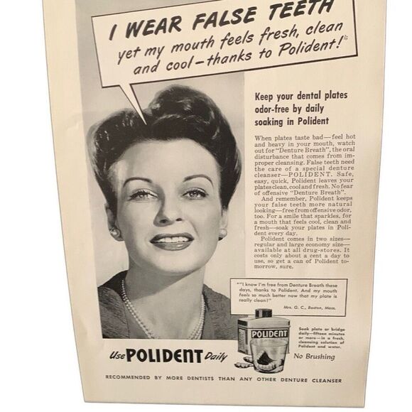 Vintage 1948 Polident My Mouth Feels Fresh and Clean Ad Advertisement - Picture 3 of 4